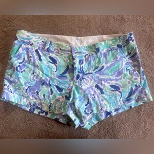 Lilly Pulitzer Women's Aqua and Lavender Patterned Shorts
